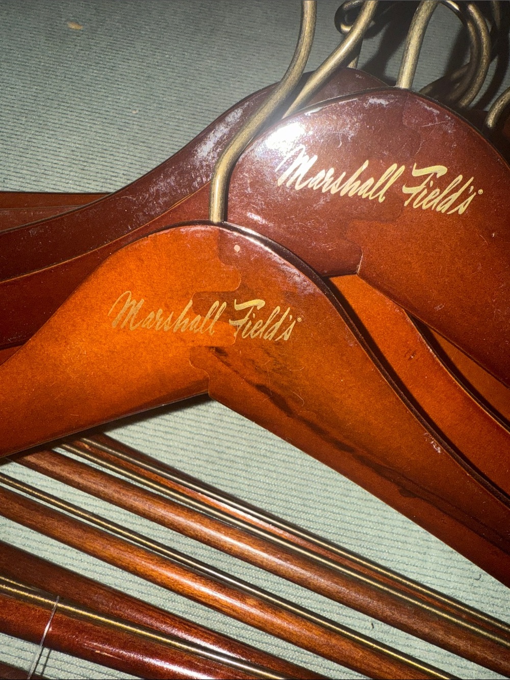 11 Wooden Suit Hangers - highly sought after department store Marshall Field’s